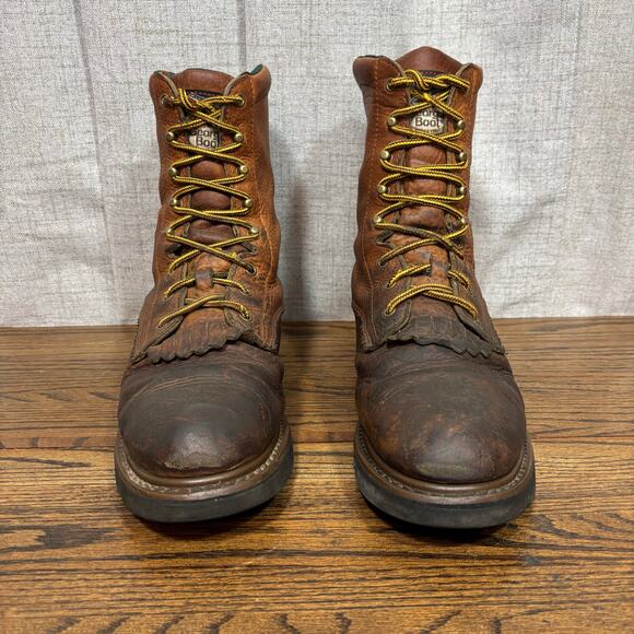 Georgia Boot Farm & Ranch G7013 Men’s 11W Brown Leather Work Boots Logger Kiltie - Picture 3 of 9